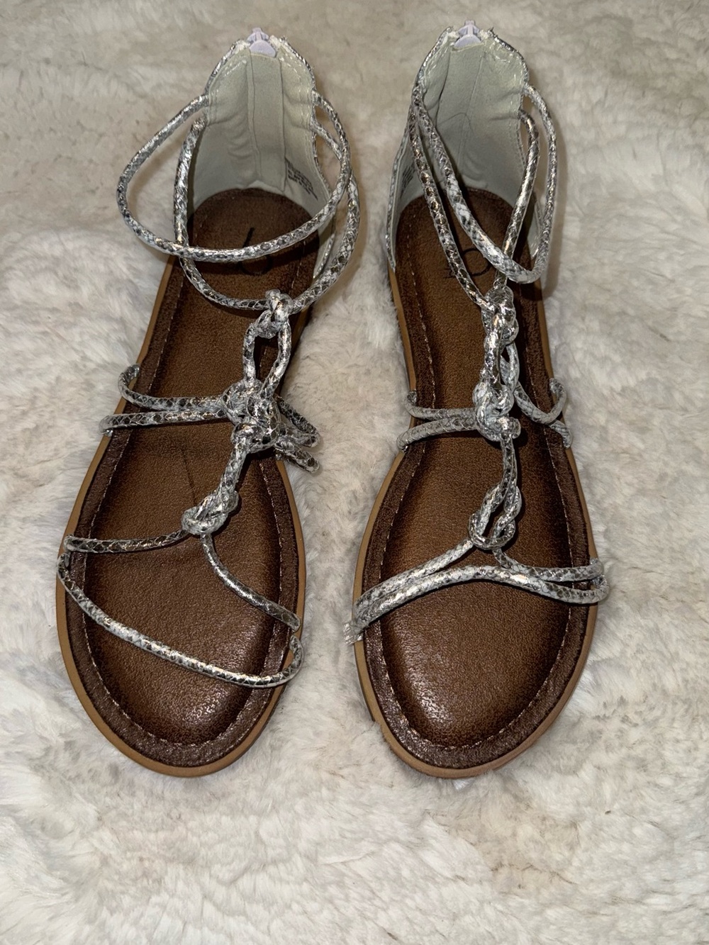 Women's Silver Knotted Gladiator Sandals